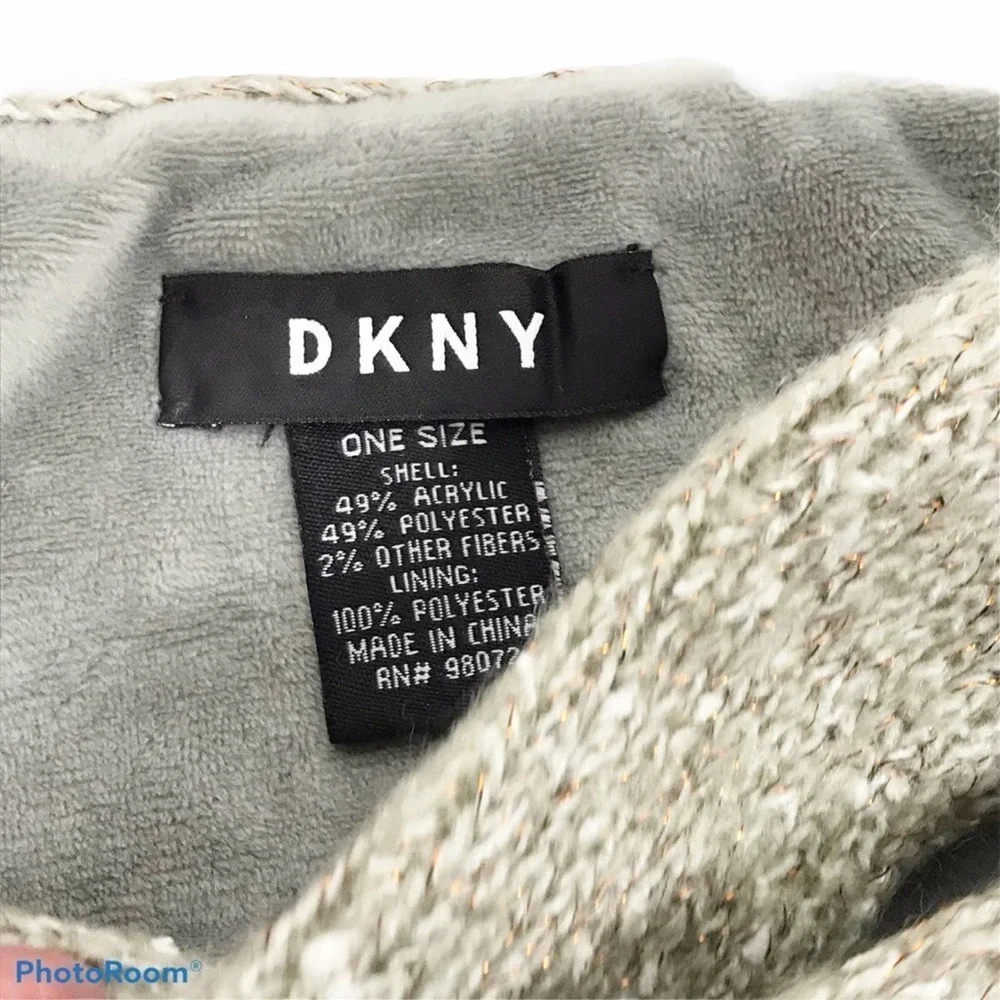 DNKY fleece lined head band Metallic grey nwt